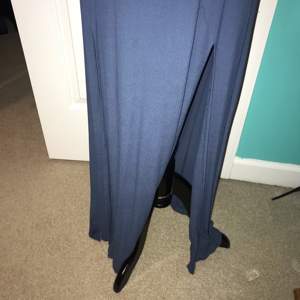 Blue floor length dress key hole front and back - Picture 7 of 7